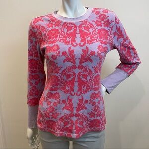 SUNDANCE Clara Pink & Purple Floral Print Thermal Waffle Knit